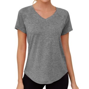 Vantagewares Women's Short-Sleeve V-Neck T-Shirt - Gray
