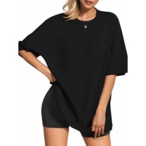 Vantagewares Women's Oversized Crewneck T-Shirt - Black