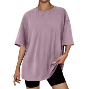Vantagewares Women's Oversized Short-Sleeve Crewneck T-Shirt - Dark Pink